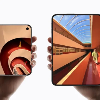 Perbandingan ukuran layar luar dan layar dalam iPhone Duo