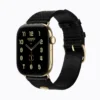 Apple Watch Series 12 Radiant Gold with Noir Hermes Satin Clou de Selle Band