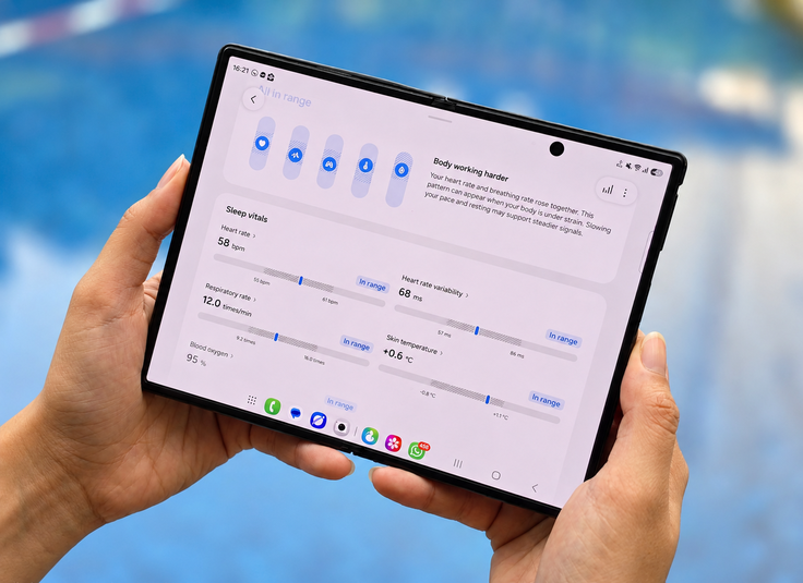 Vitals menampilkan setiap indikator lengkap dengan rentang personal pengguna