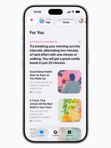 Apple iPhone 18 Pro Health app For You personalized content 260909 Tampilan For You personalized content di aplikasi Health iPhone