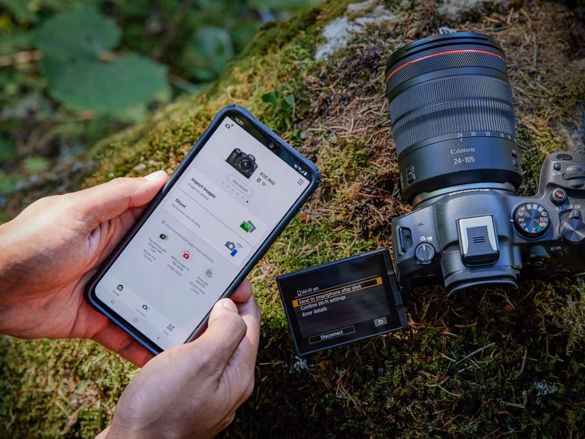 Layar aplikasi Canon Camera Connect saat memasangkan kamera Canon lewat Bluetooth