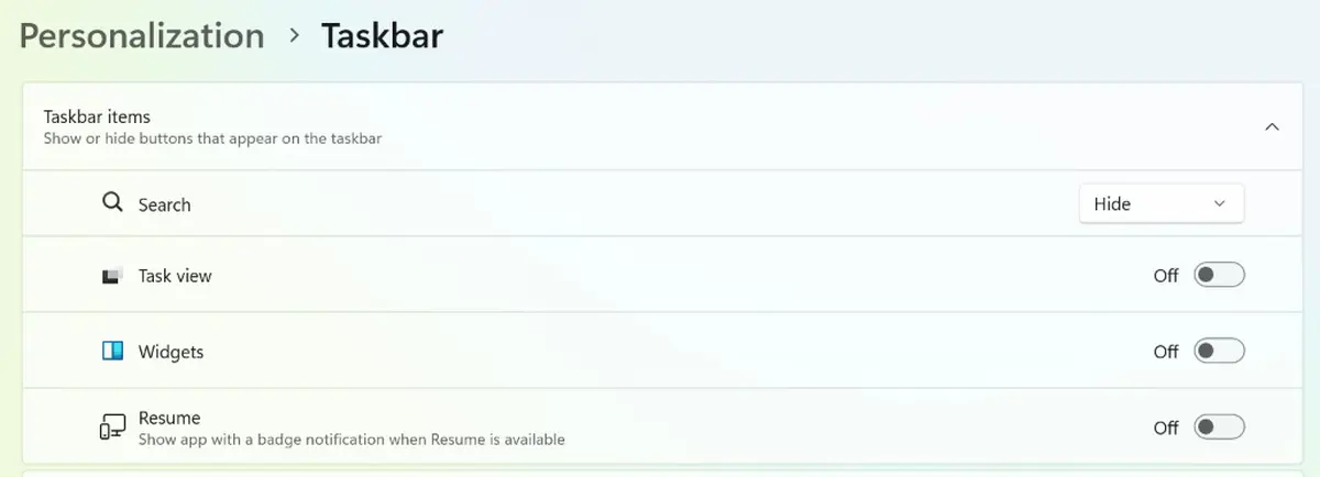 widget taskbar widget (taskbar)